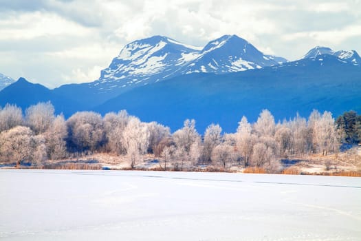 Falls in the winter. Picturesque scenery of winter. winter mountains. Norway