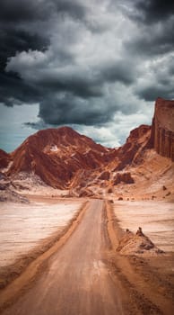 Amphitheatre is beautiful geological formation of Moon Valley in Atacama Desert, Chile
