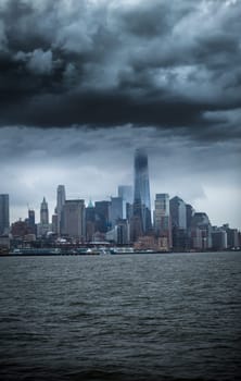 storm in Manhattan. The view from the Hudson River.