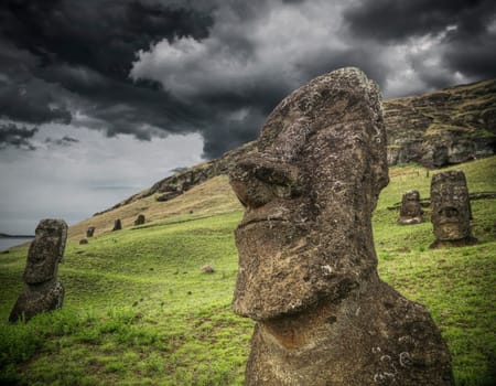 Moais at Ahu Tongariki (Easter island, Chile)
