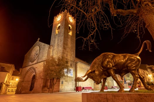PONTE DE LIMA, PORTUGAL - CIRCA APRIL 2018: Night view of Matriz Church in Ponte de Lima, small town in historical Minho Province, Portugal.