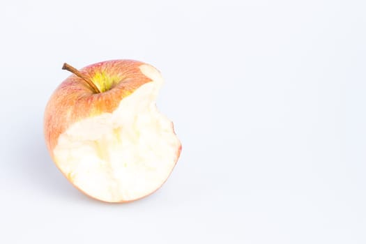 Red Delicious Apple on White Background. Bitten apple.