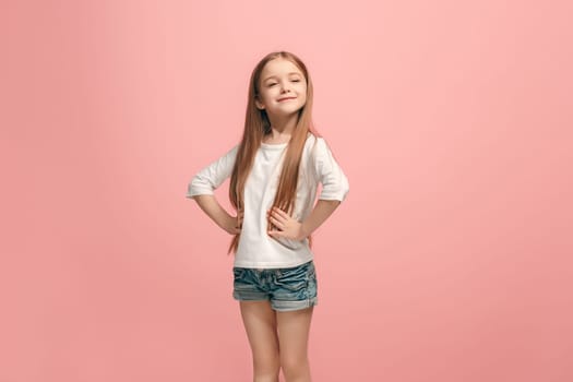 I won. Winning success happy teen girl celebrating being a winner. Dynamic image of caucasian female model on pink studio background. Victory, delight concept. Human facial emotions concept. Trendy colors