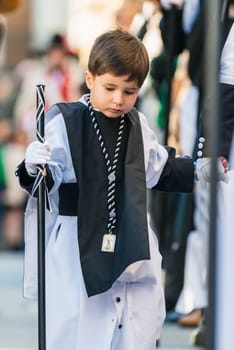 Sunday 29 march 2018, Badajoz, Spain.  unidentified children participate in procession of  our father Jesus of humility and patience