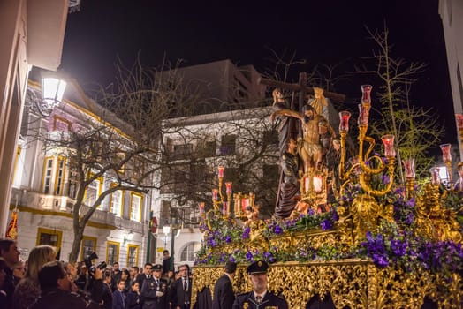 BADAJOZ, SPAIN - MARCH 26, 2018: historical set of the descent in holy week