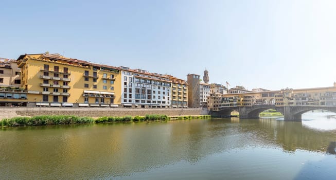 Lungarno by Ponte Vecchio in Florence, Italy