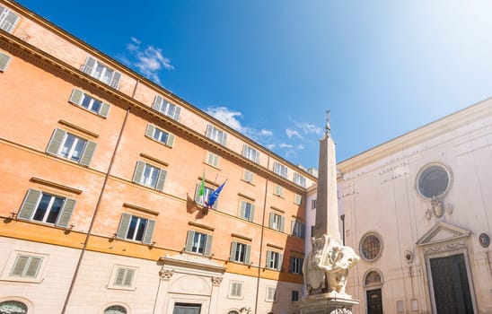 Monument of Elephant by Bernini on Piazza della Minerva in Rome, Italy