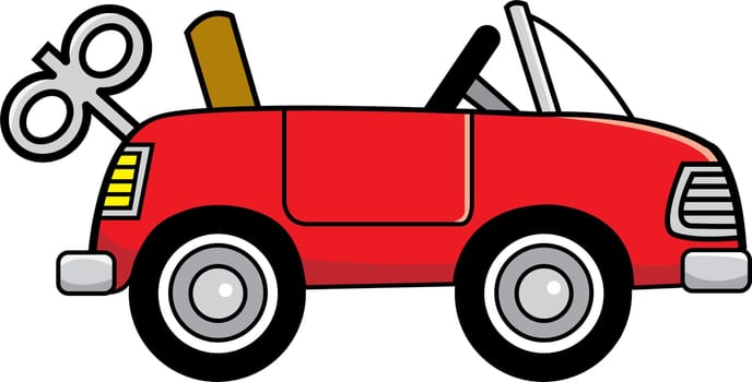 Cartoon illustration of a toy wind up car.