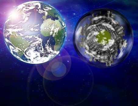 Earth City ship orbits near earth