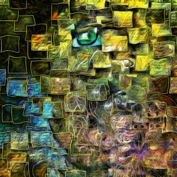Layers of shapes and seductive woman