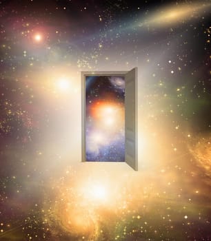 Space Portal. Open door in vivid space