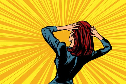 Pop art woman in panic retro vector illustration comic cartoon vintage kitsch drawing