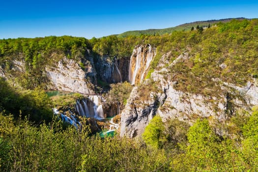 Plitvice Lakes National Park,landscape in Croatia with clean lakes and waterfalls