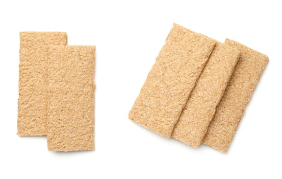crisp bread graham isolated on white background. top view