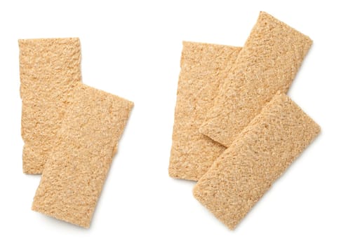 crisp bread graham isolated on white background. top view