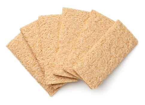 crisp bread graham isolated on white background. top view