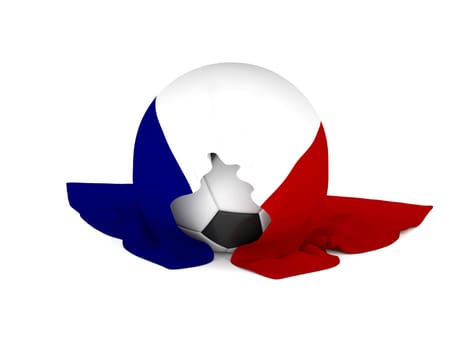 Soccer ball with the French flag, soccer championship concept 3d rendering