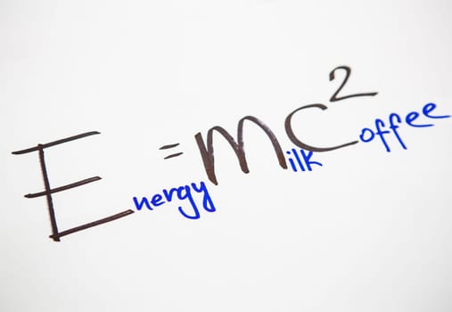 Handwriting formula coffee on paper. Creative concept.