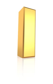 3d rendering of golden letter i isolated on white background
