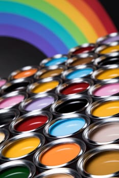 Rainbow, tin metal cans with color paint