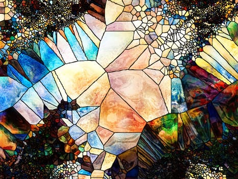 Stained Glass Forever series. Backdrop of  lines, shapes and color patterns to complement your design on the subject of design, creativity and imagination