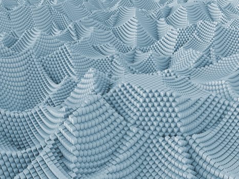 3D rendering of plane primitive distorted by fractal noise as background element for illustration on subject of computer graphic