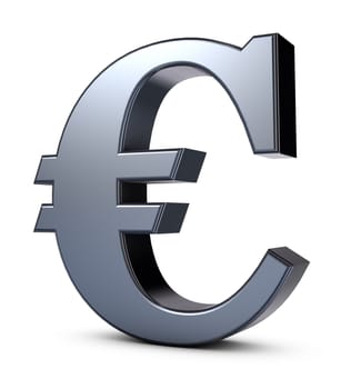eurosymbol made of metal on white background - 3d rendering