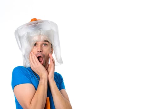 crazy white man man with hair dryer
