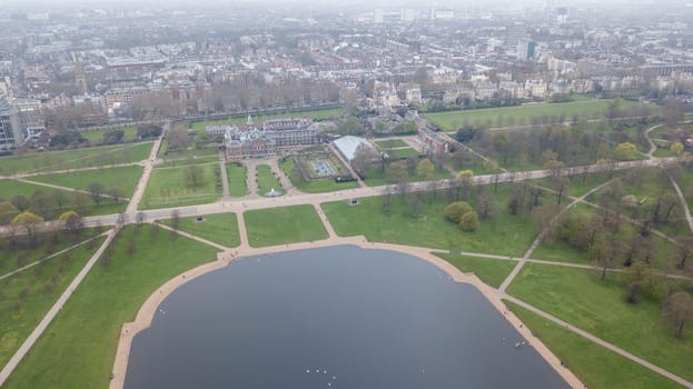 Aerial view of London Hyde Park UK United Kingdom drone top view