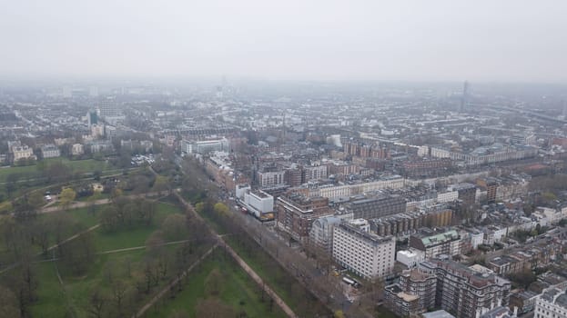 Aerial view of London Hyde Park UK United Kingdom drone top view