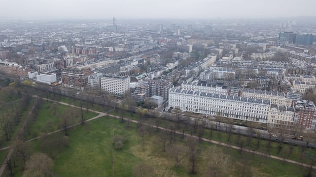 Aerial view of London Hyde Park UK United Kingdom drone top view