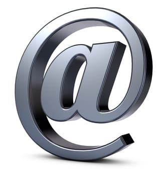 metal email symbol on white background - 3d rendering