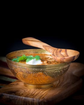 Daal, or dal, is an Indian dish commonly made with split peas, lentils and turmeric.