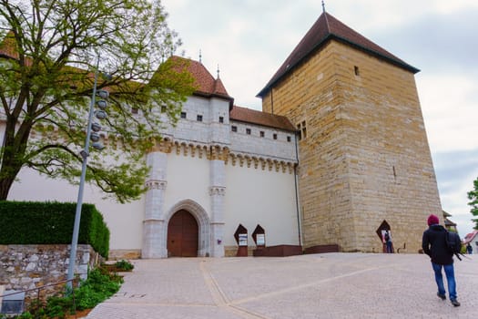 France, Annecy - May 01, 2018: The castle of Annecy is an old castle of the thirteenth century, renovated several times, located in the municipality of Annecy. It was an ancient residence of the Counts of Geneva.