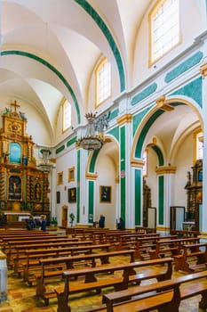 France, Annecy - May 01, 2018: Interior view of the altar. Church of San Francesco di Salesl is the main Catholic place of worship in Annecy, in the Haute-Savoie department.