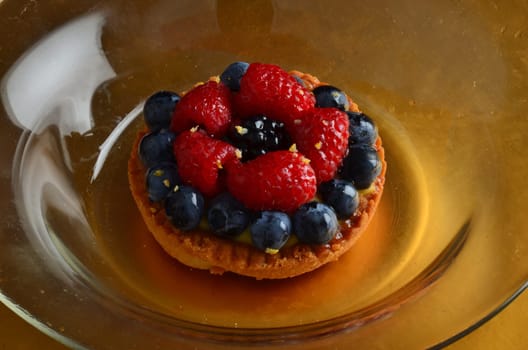 fresh red fruit pie in restaurant