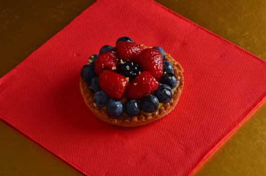 fresh red fruit pie in restaurant