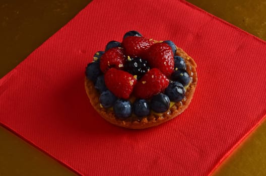 fresh red fruit pie in restaurant
