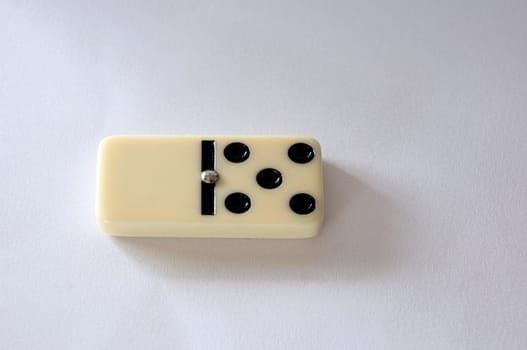 domino isolated white background five zero game piece