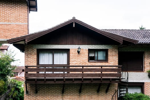 colonial german architecture bricks and wooden house rustic
