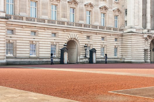 London, UK - March 08, 2011: Guard outside the Buckingham palace in London
