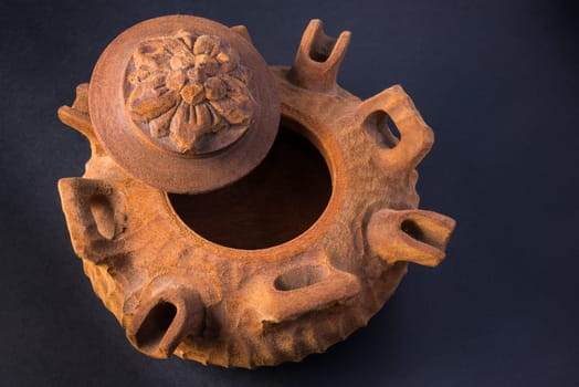 traditional wood cup for italian coffee and alchool