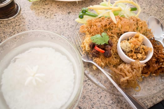 Rice in ice water thai food, stock photo