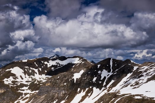 Alps Panorama,landscape of the Hohe Tauern with spring clouds