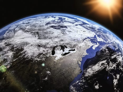 planet earth seen from space 3d illustration