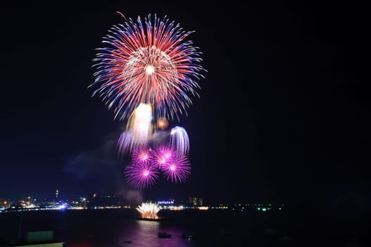 Fireworks at Pattaya beach, Thailand