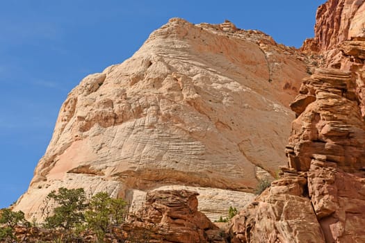 Dramatic Cliffs Protruding against the Sky in a Desert Canyon in Capitol Reef National Park in Utah