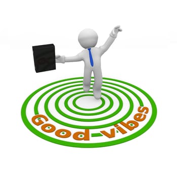 Happy small business character jumping high with good vibes, positive concept 3d rendering