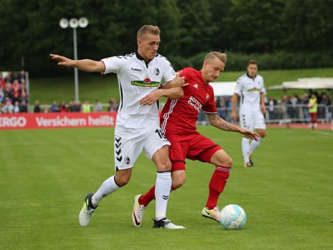 Nils Petersen (SC Freiburg,Li.) at the DFB-Pokalspiel 2017/18 VfB Germania Halberstadt - SC Freiburg on 12.08.2017