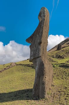 Moais in Rano Raraku,Easter Island,Rapa Nui Island,Isla de Pascua,Chile,Polynesia,Oceania